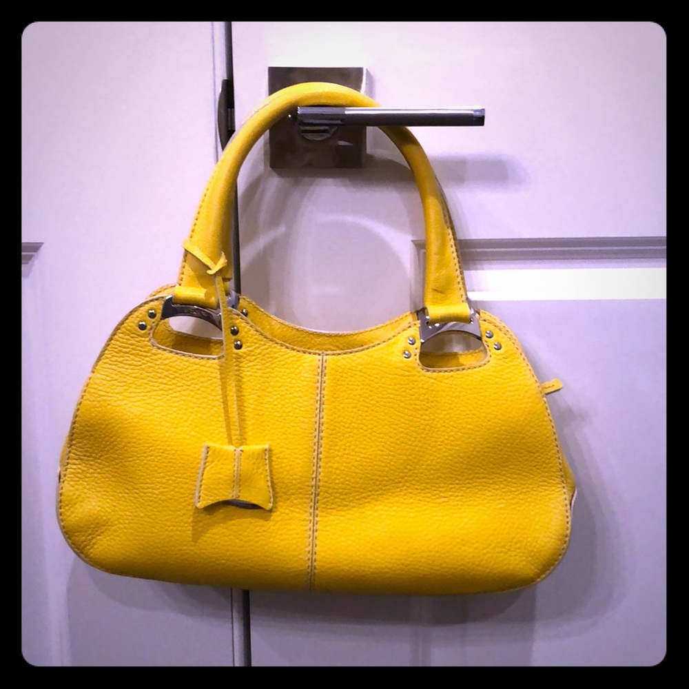 Tod’s double handle yellow leather bag